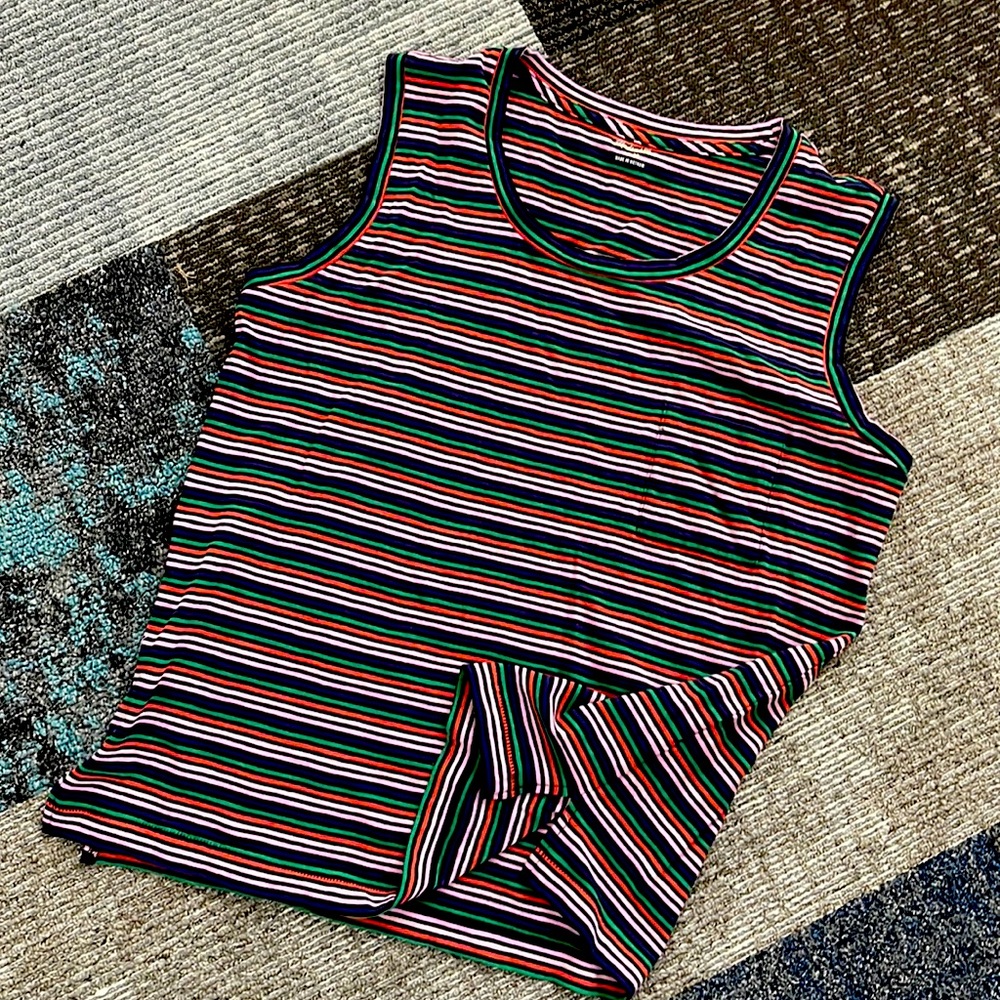 Madewell Muscle Tank Vibrant Stripes Pocket Detail Size M